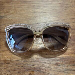 Jimmy Choo Crystal Accent Champagne Cat-Eye Sunglasses - Women Accessories